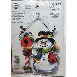 NOS NMI Needlemagic, Inc Christmas Birdhouse Snowman Curly-Q's Needlepoint Ornam